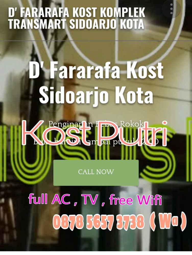 D  Fararafa Kost PUTRI Komplek Transmart Pusat kota Sidoarjo Image