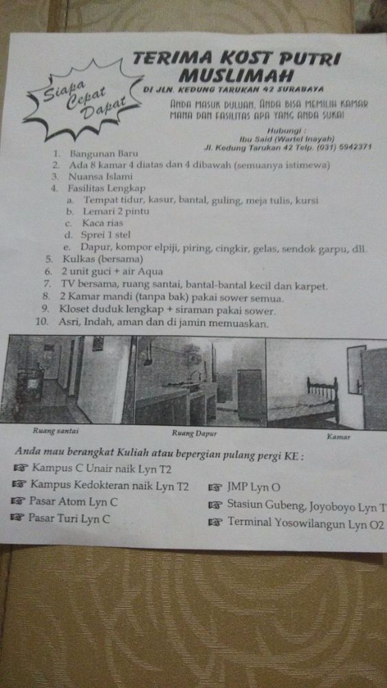 Kost Muslimah Area Kampus C Unair Image
